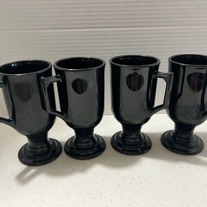 Set of 4, Vintage, Irish coffee mugs from Indiana Glass 1970’s Black Amethyst